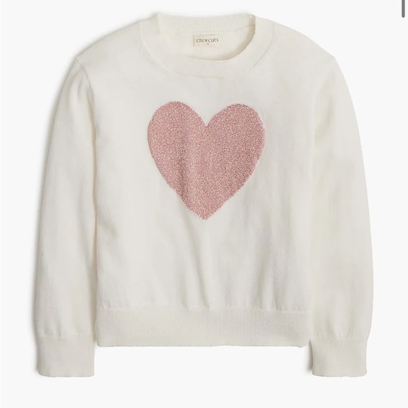 J crew Girls' pink shimmer heart sweater - Picture 1 of 3